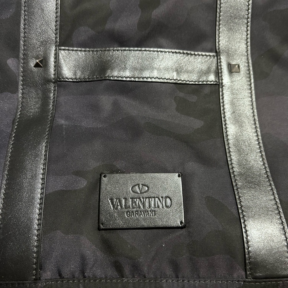 Original Valentino camouflage large tote with leather straps three large pockets